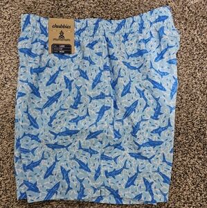 Blue Shark Print Swim Shorts